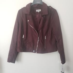 Kenneth Cole Reaction Faux Suede Moto Jacket NWT